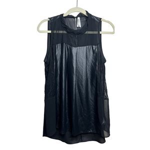 Gentle Fawn Black Shiny Lace Sleeveless Top Sz. L